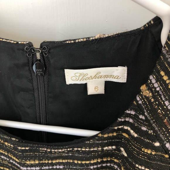 Shoshanna Black Metallic Gold Cocktail Fit Flare Mini Dress 6 Small S - Picture 4 of 13